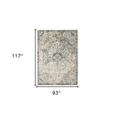 8' x 10' Beige and Blue Medallion Power Loom Area Rug
